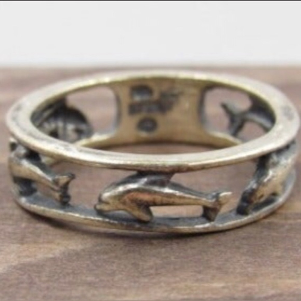 Dolphin Band Sterling Silver Ring